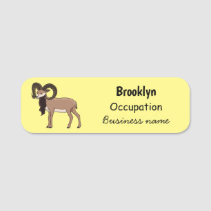 Mouflon goat illustration name tag