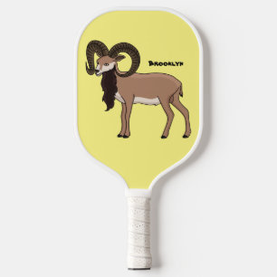 Mouflon goat illustration  pickleball paddle