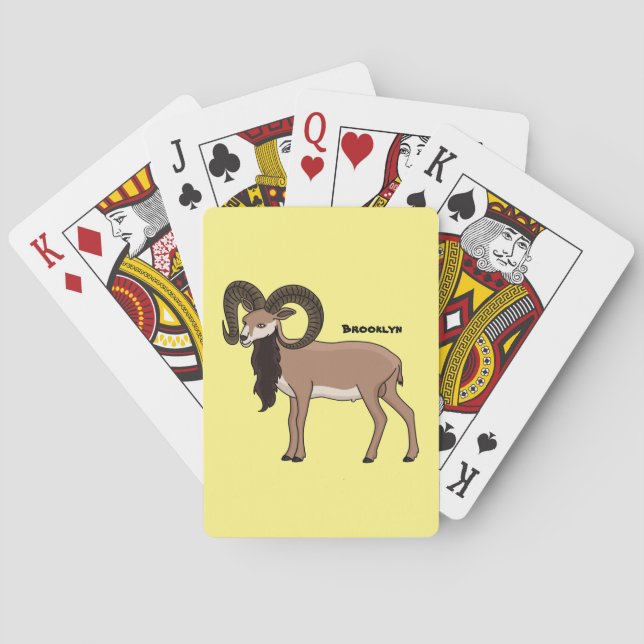 Mouflon goat illustration  playing cards (Back)