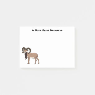 Mouflon goat illustration post-it notes