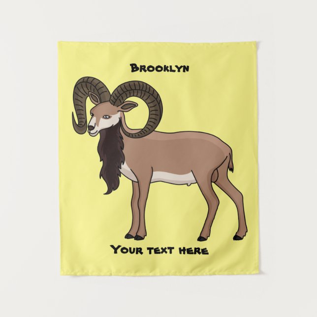 Mouflon goat illustration tapestry (Front)