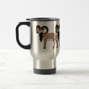 Mouflon goat illustration travel mug