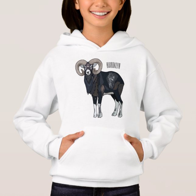 Mouflon sheep cartoon illustration (Front)