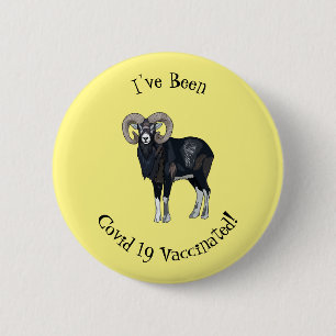 Mouflon sheep cartoon illustration 6 cm round badge