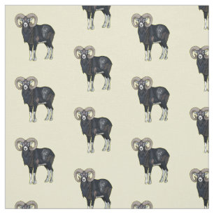 Mouflon sheep cartoon illustration fabric
