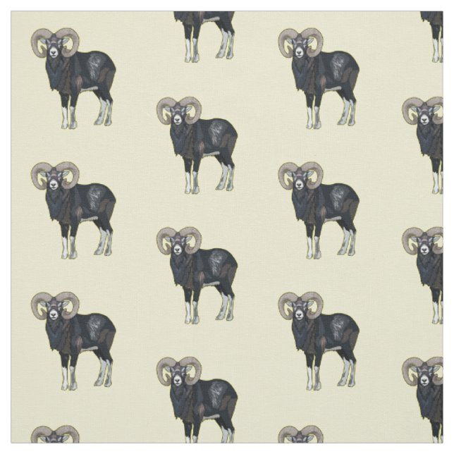 Mouflon sheep cartoon illustration fabric (Swatch)