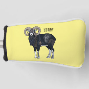 Mouflon sheep cartoon illustration golf head cover