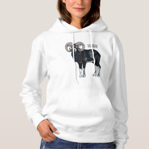 Mouflon sheep cartoon illustration hoodie