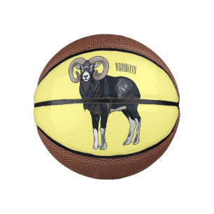 Mouflon sheep cartoon illustration mini basketball