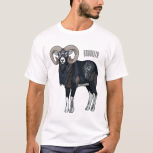 Mouflon sheep cartoon illustration T-Shirt