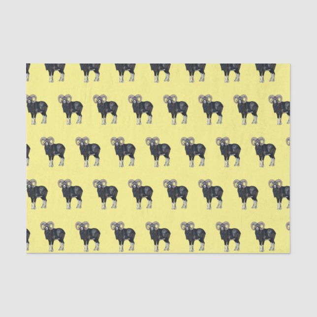 Mouflon sheep cartoon illustration tissue paper (Front)