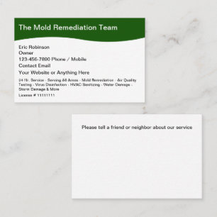 Mould And Storm Damage Remediation Services Business Card