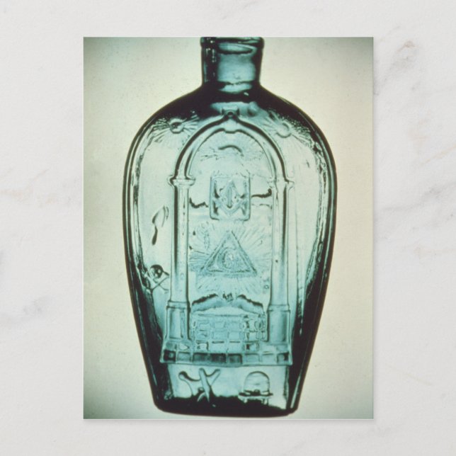 Mould-blown masonic flask postcard (Front)