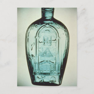 Mould-blown masonic flask postcard