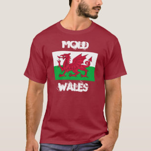 Mould, Wales with Welsh flag T-Shirt