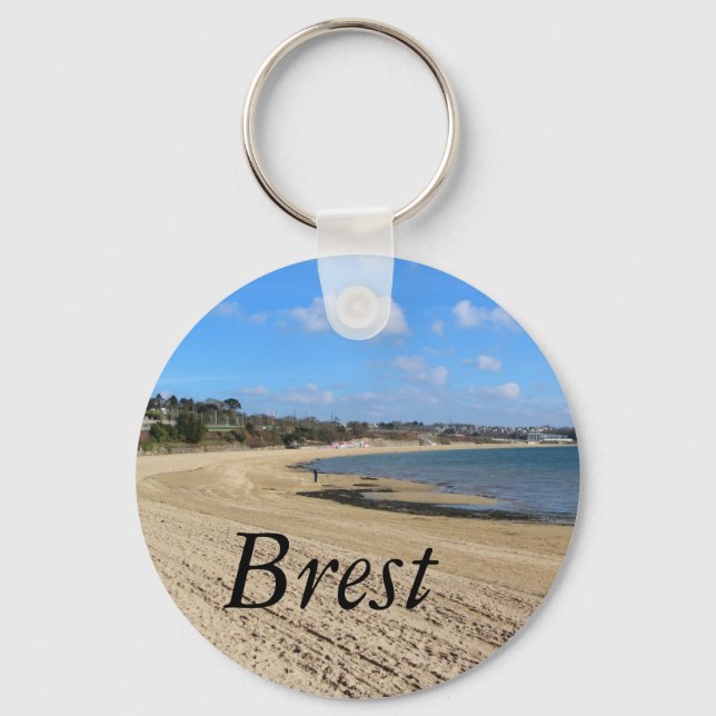 Moulin Blanc beach in Brest Key Ring (Front)