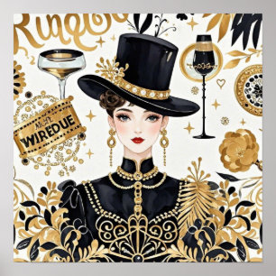 Moulin rouge style, black and gold, Rich luxury Poster