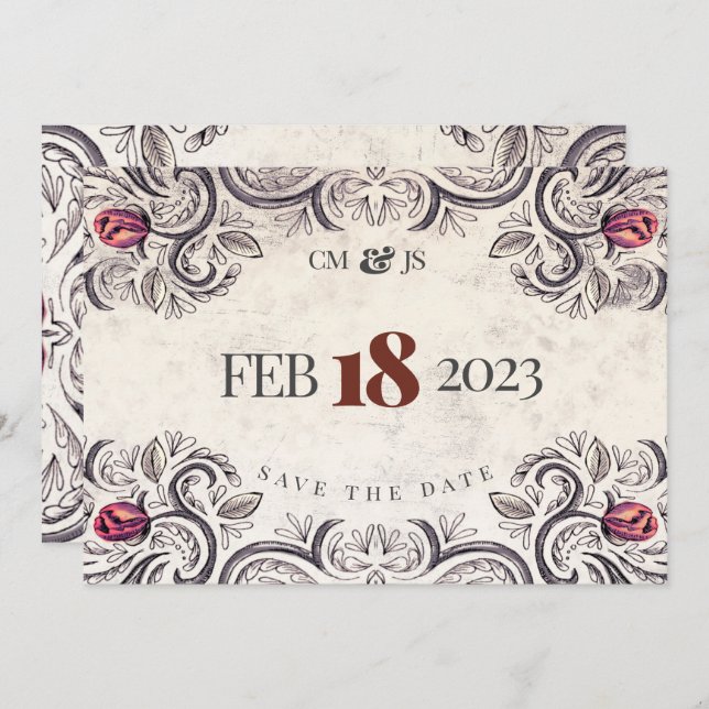 Mouline Rouge Rustic Rose Invitation (Front/Back)