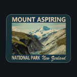 Mount Aspiring National Park New Zealand Vintage  Magnet<br><div class="desc">Mount Aspiring vector artwork design. The park forms part of the Te Wahipounamu World Heritage site.</div>