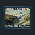 Mount Aspiring National Park New Zealand Vintage  Magnet<br><div class="desc">Mount Aspiring vector artwork design. The park forms part of the Te Wahipounamu World Heritage site.</div>