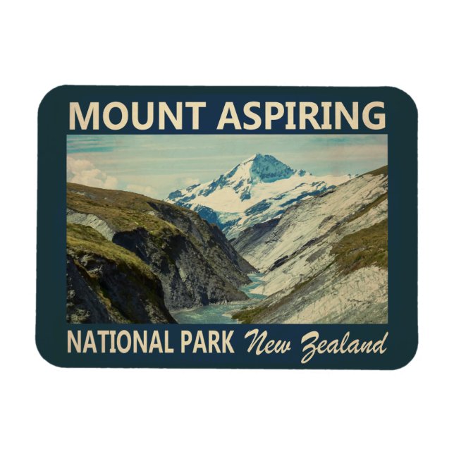 Mount Aspiring National Park New Zealand Vintage  Magnet (Horizontal)
