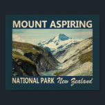 Mount Aspiring National Park New Zealand Vintage Poster<br><div class="desc">Mount Aspiring vector artwork design. The park forms part of the Te Wahipounamu World Heritage site.</div>