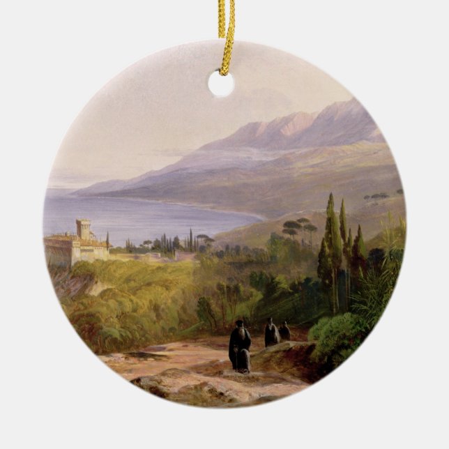 Mount Athos and the Monastery of Stavroniketes, 18 Ceramic Tree Decoration (Front)