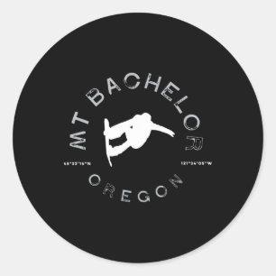 Mount Bachelor Oregon Graphic Vintage Snowboarding Classic Round Sticker