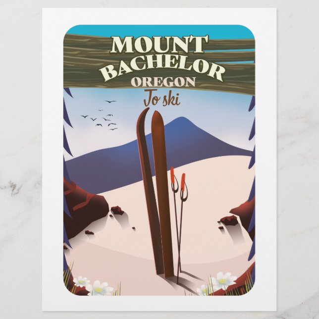 Mount Bachelor Oregon Ski travel poster Custom Letterhead (Front)
