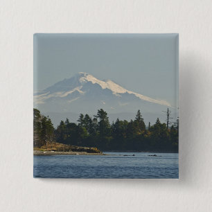 Mount Baker dominates landscape 15 Cm Square Badge