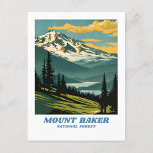 Mount Baker National Forest illustration retro Aes Postcard