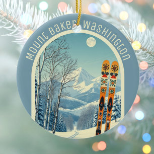 Mount Baker Washington Cascades ski souvenir Ceramic Tree Decoration