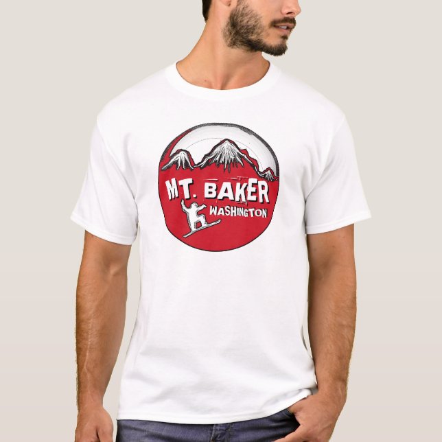 Mount Baker Washington guys red snowboard tee (Front)