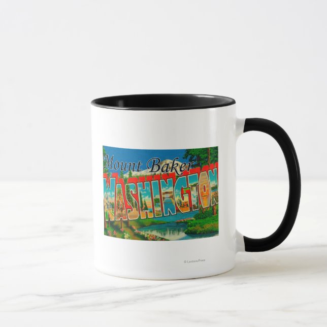 Mount Baker, Washington - Large Letter Scenes Mug (Right)