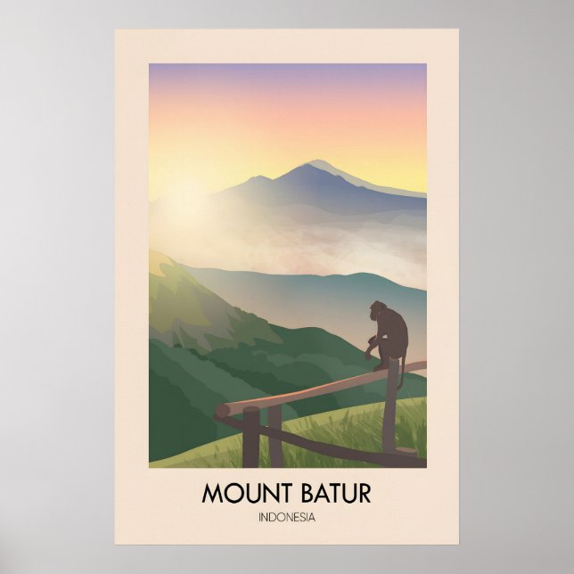Mount Batur Bali Travel Poster (Front)