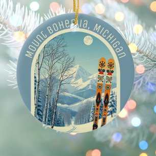 Mount Bohemia Michigan ski souvenir Ceramic Tree Decoration
