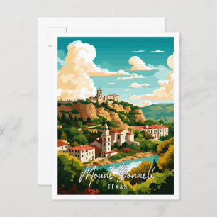 Mount Bonnell Texas US vintage travel illustration Postcard