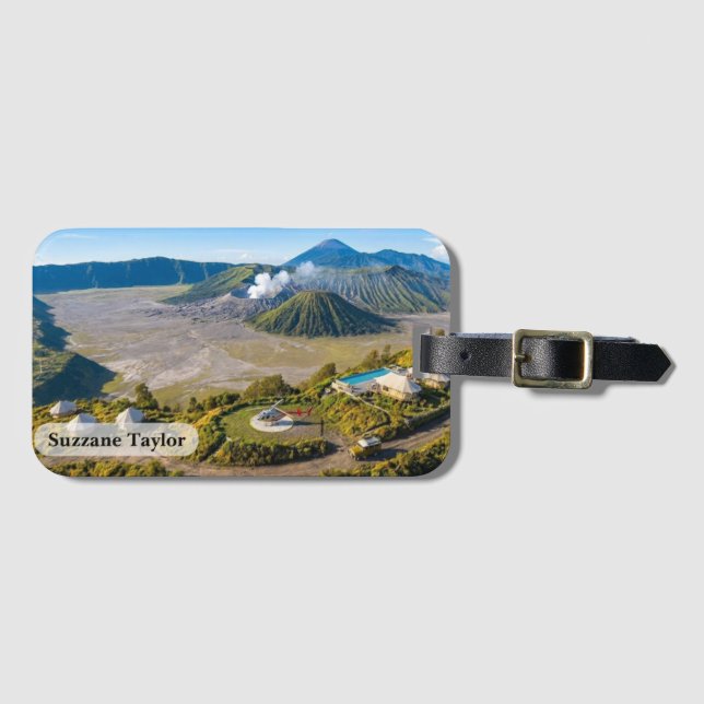 Mount Bromo Aerial Volcano Luxury  Luggage Tag (Front Horizontal)
