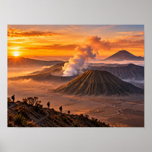 Mount Bromo Volcano Crater at Sunrise Poster