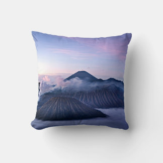Mount Bromo wrapped in a dream of clouds Cushion