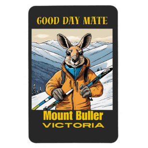 Mount Buller Australia Kangaroo Skier Magnet