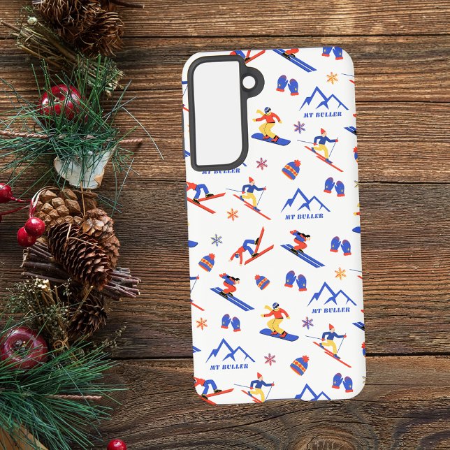 Mount Buller Australia Ski Snowboard Pattern Samsung Galaxy S21 Case (Mount Buller Australia ski snowboard winter snow vacation samsung phone case)