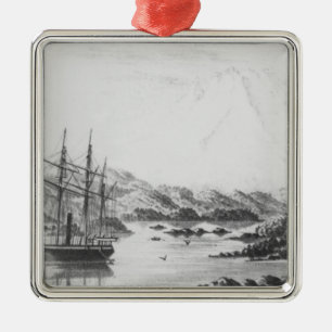 Mount Burney from the Otter Islands Metal Tree Decoration