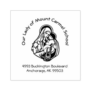 Mount Carmel Blessed  Virgin Mary Brown  Scapular Rubber Stamp