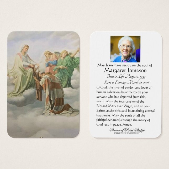 Mount Carmel  Funeral Memorial Holy Card (Front & Back)