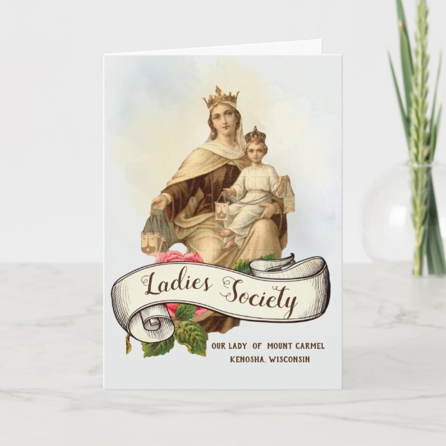 Mount Carmel Scapular Jesus Catholic Vintage Card (Front)