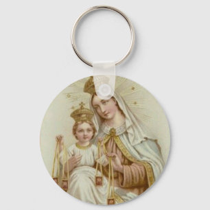 Mount Carmel Virgin Mary Jesus Brown Scapular Key Ring