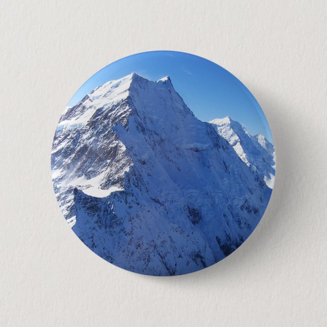 Mount Cook (Aoraki) Peak, New Zealand 6 Cm Round Badge (Front)