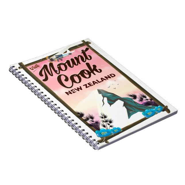 Mount Cook New Zealand travel poster Spiral Notebook (Right Side)