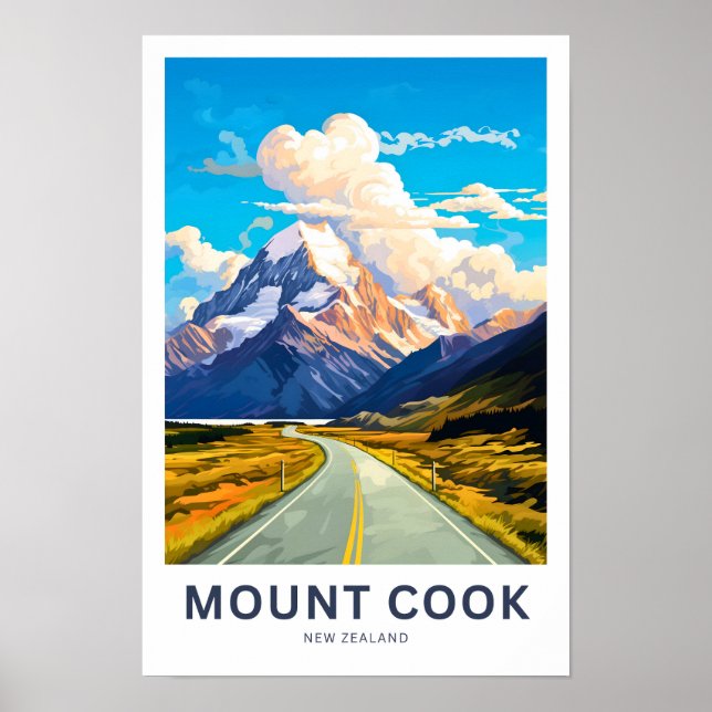 Mount Cook New Zealand Travel Print (Front)